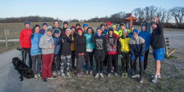 photo of participants in the 16th Annual “Wring Out the Old, Ring in the New” trail run
